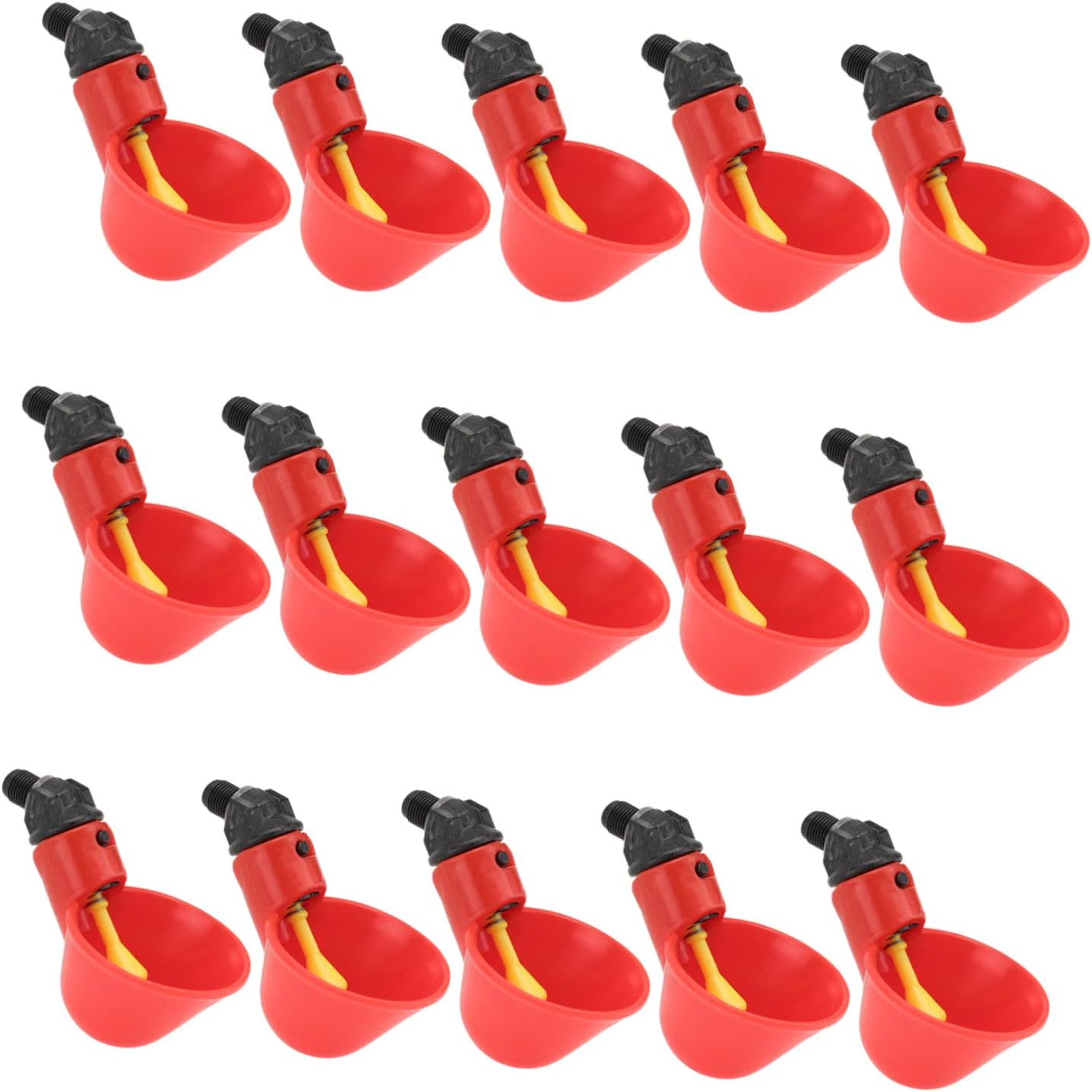 Happyyami 15Pcs Automatic Chicken Drinker Poultry Water Bowl Quail Pigeon Waterer Automatic Poultry Water Drinking Bowl image number 1