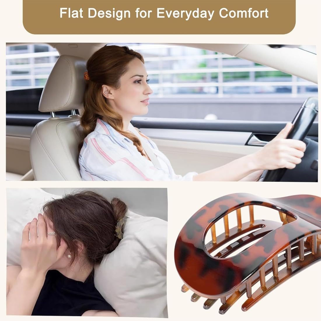 MUNZE Pack of 5 Hair Clips for Women, Flat Hair Clips, Women'S Thin Hair, Hair Clip, Curved Design, Flat Claw Clip for Thin Hair and Thick Hair, Lightweight, Non-Slip and Stylish.