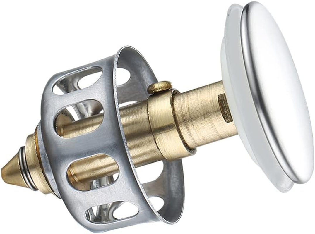 Sagasave Wash Basin Bounce Drain Filter Stainless Steel Push-Type Bounce Pop up Bathroom Sink Drain Plug for Washbasin Bathroom Sink image number 6