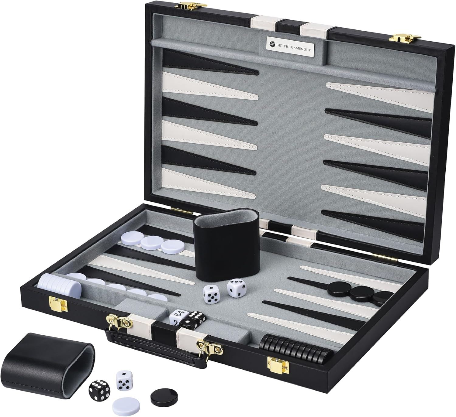 Get the Games Out Top Backgammon Set - Classic Board Game Case - Best Strategy & Tip Guide - Available in Small, Medium and Large Sizes (Brown, Small)