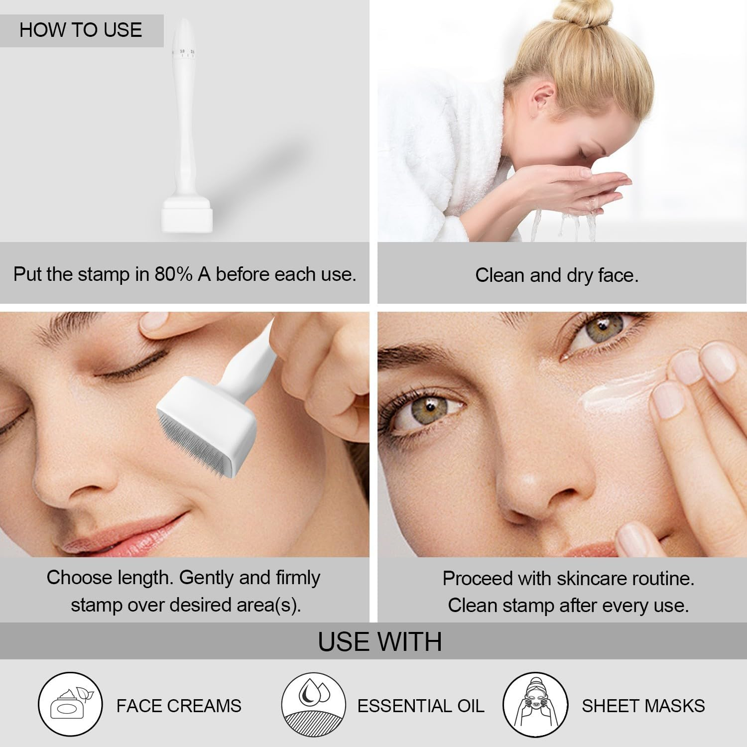 Simofuze Derma Stamp, Professional Derma Roller, 0-3Mm Adjustable Microneedling, 140 Needles Dermastamp, for Hair and Beard Growth, Improve Skin Condition, for Women and Men image number 2