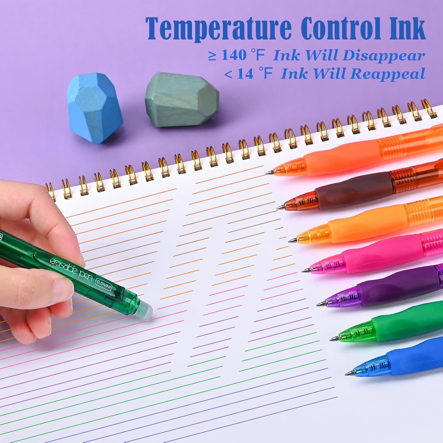 BAYTORY 12Pcs Colored Erasable Gel Pens, Fine Point 0.5 Mm, Assorted Colors Ink Rub Out Pen, Writhing Comfortable to Use for Taking Marking Planner Crossword Puzzles (Multicolor) image number 5