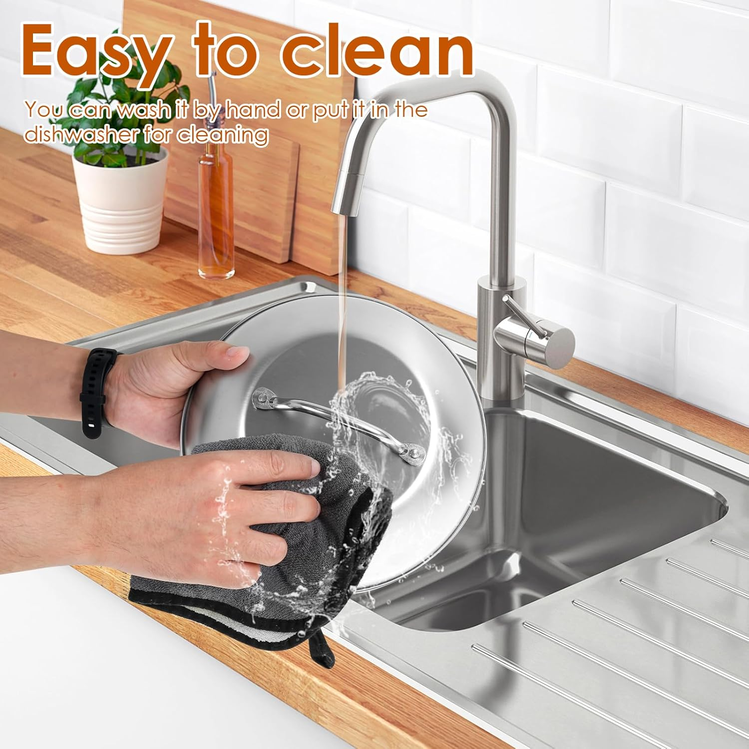 Burger Cloche Covers Kit to Melt Cheese Easy to Clean Solid Stainless Steel Steaming Domes Set Non Slip round Basting Cover Grilling Melting Domes Set for Party Use image number 5