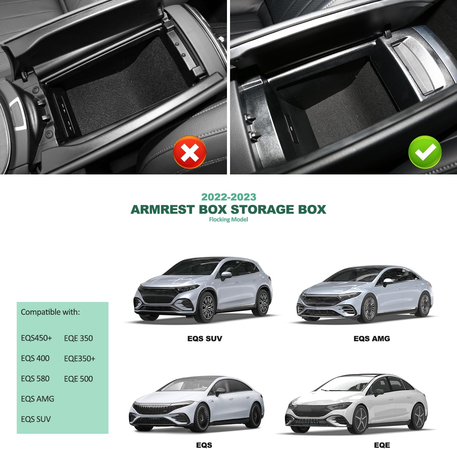 Yboueo for Benz EQE EQS Center Console Organizer Tray，Armrest Storage Box Compatible with Mercedes Benz EQE350 EQE350+ EQE500 EQS 400 450+ 580 AMG 2023+Interior Accessory image number 2