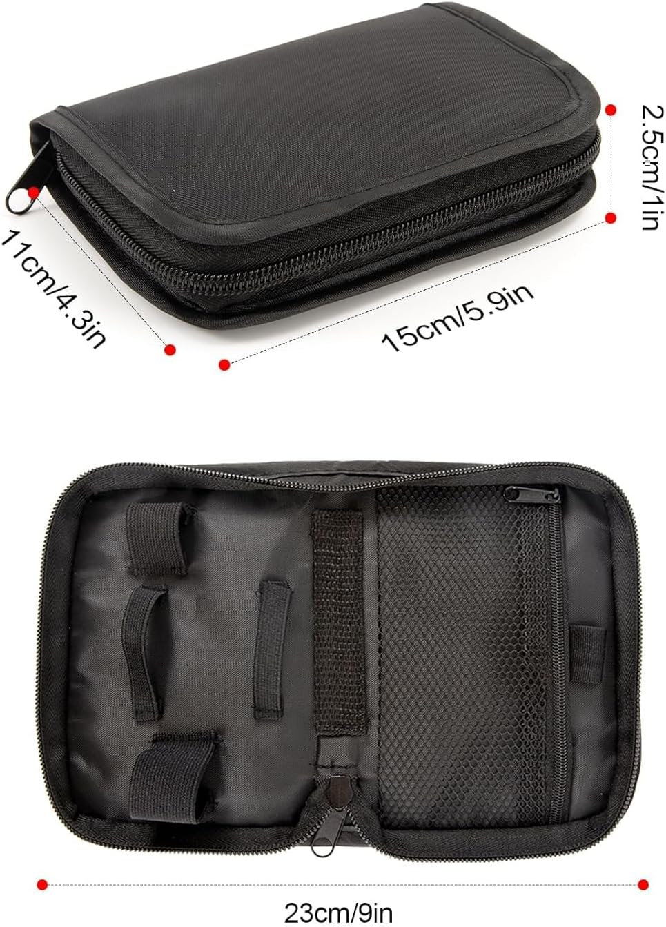 Diabetic Travel Organizer Case - Supplies Bag for Glucose Meter, Testing Strips, Lancets & Medical Kit | Portable Waterproof Compact Black | Blood Glucose Monitor Accessories (Only Case) image number 1