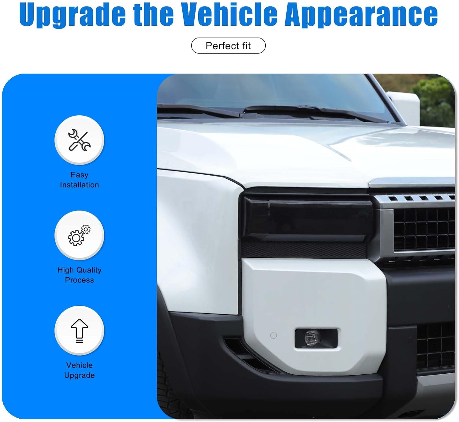 Yinaniutos Front Headlight Guard Covers Compatible with Toyota Land Cruiser 250 Prado J250 LC250 2024 2025, ABS Headlamps Smoked Tint Light Cover Trim Accessories, 2PCS image number 2