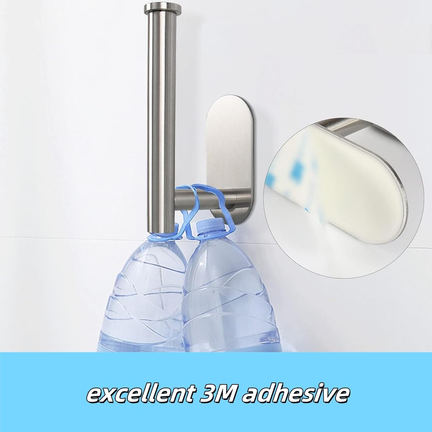 Toilet Paper Holder Self Adhesive - Kitchen Washroom Adhesive Toilet Roll Holder No Drilling for Bathroom Stick on Wall Stainless Steel Brushed (Sliver) image number 5
