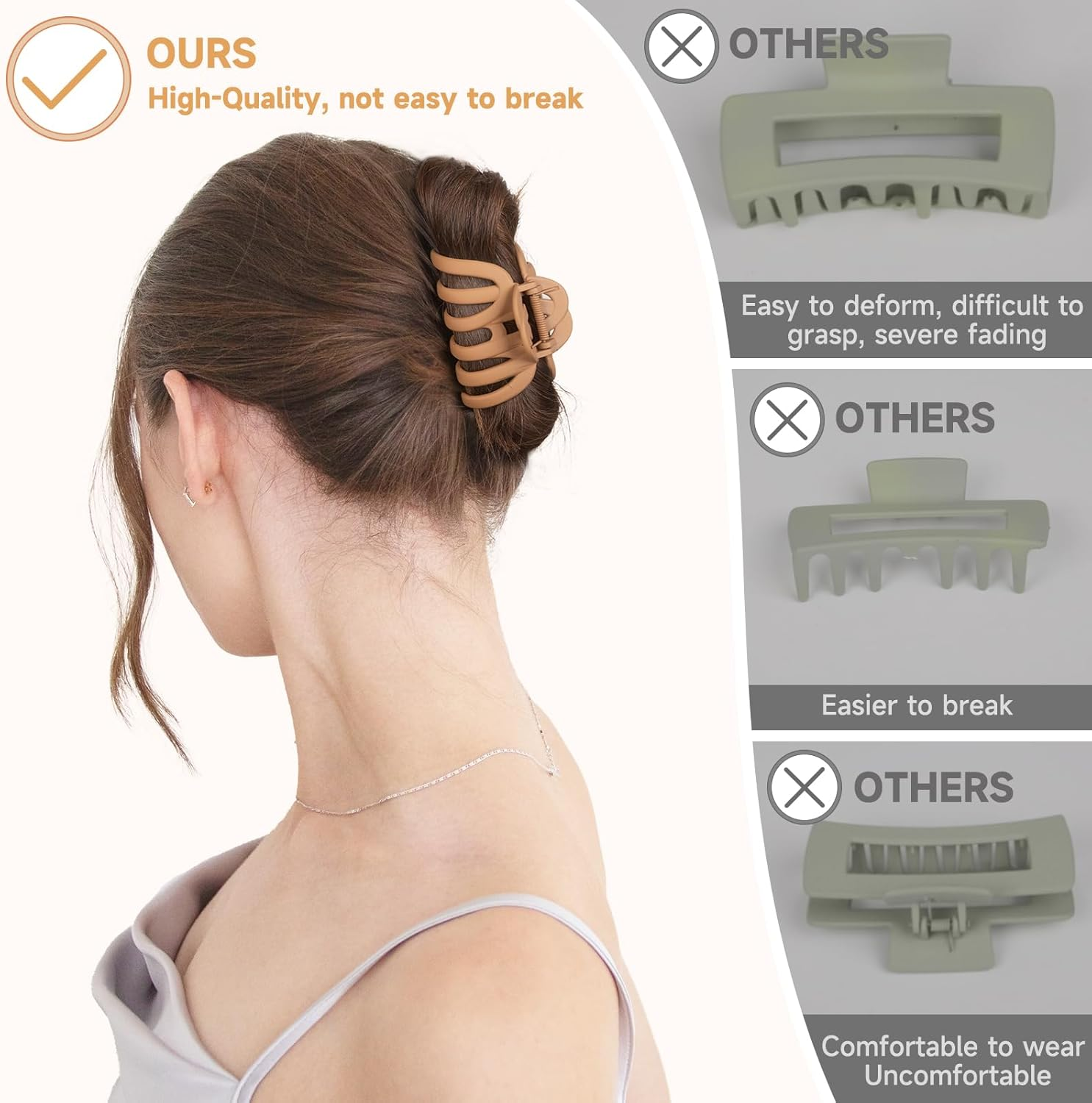 6 Pcs Octopus Hair Claw Clips for Women Girls Thick Thin Hair, Strong Hold Large Hair Accessories Clips image number 6