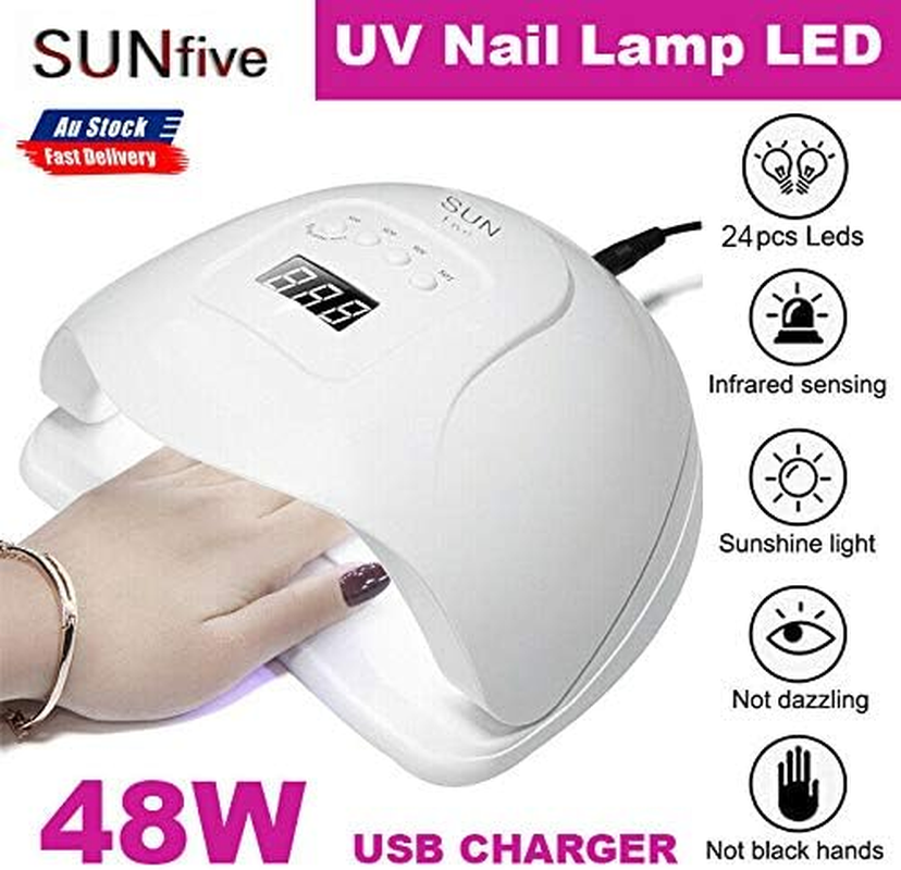 48W USB SUN FIVE UV Nail Lamp LED Light Gel Polish Dryer Curing Manicure Machine