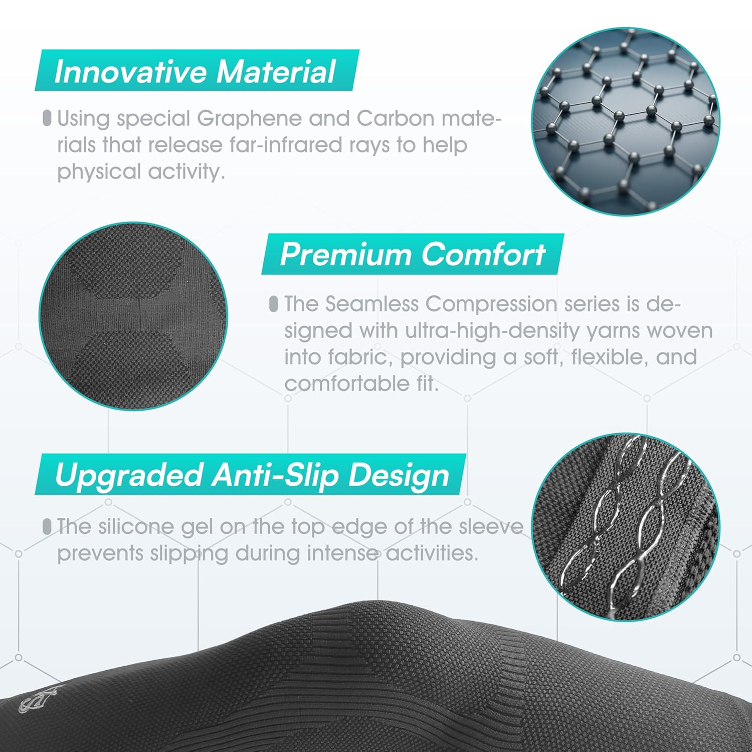 Vital Salveo-Recovery Compression Leg Sleeve Thigh Leg Sleeve with Anti-Slip Design for Sports Men and Women,Running, Basketball(1Pc)-Small image number 6