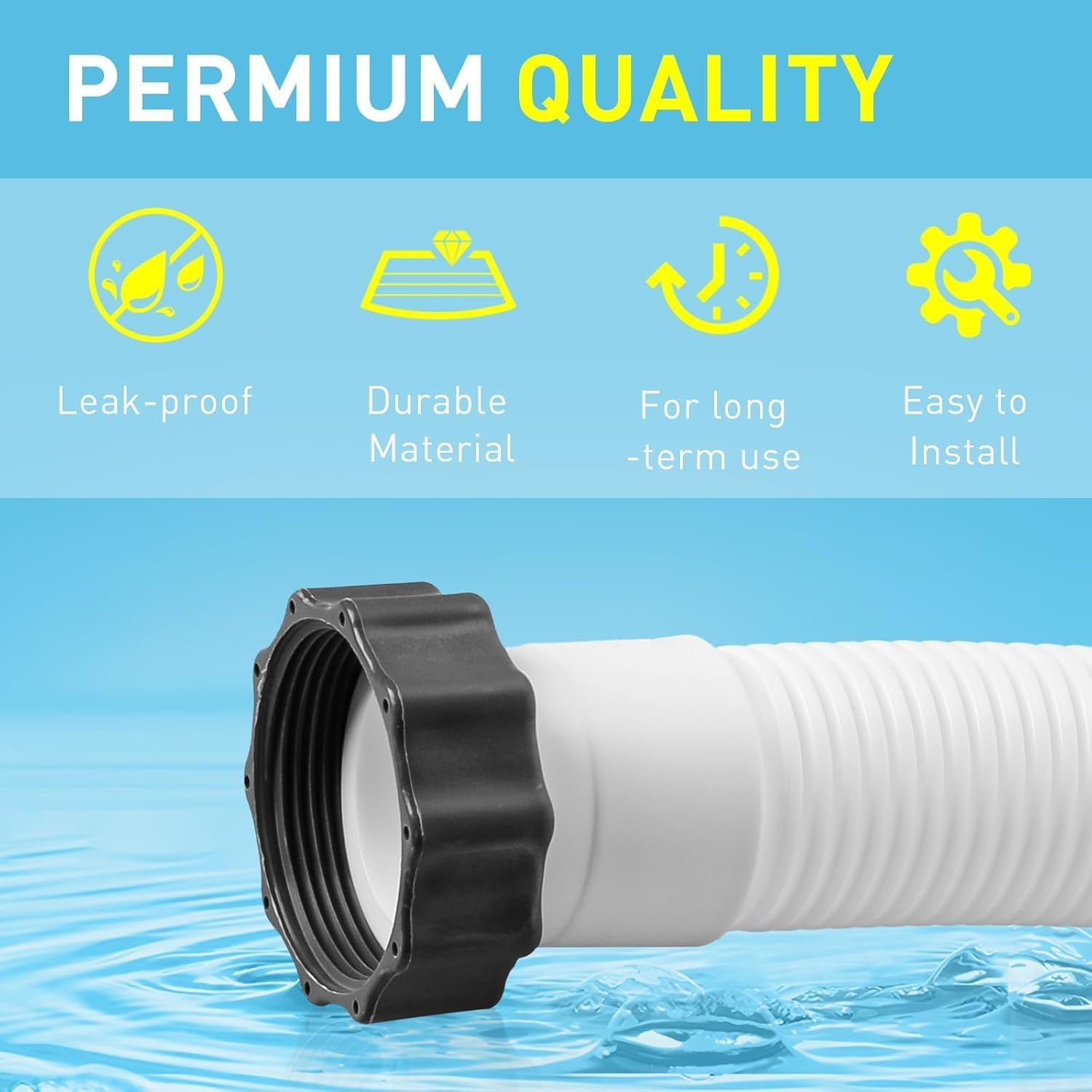 2 Pcs 40 Cm Swimming Pool Hose, Pool Pump Replacement Hos, 1.5 Diameter Easy to Install Accessory Pool Hose with Nut for above Ground Pools, Filter Pumps image number 6