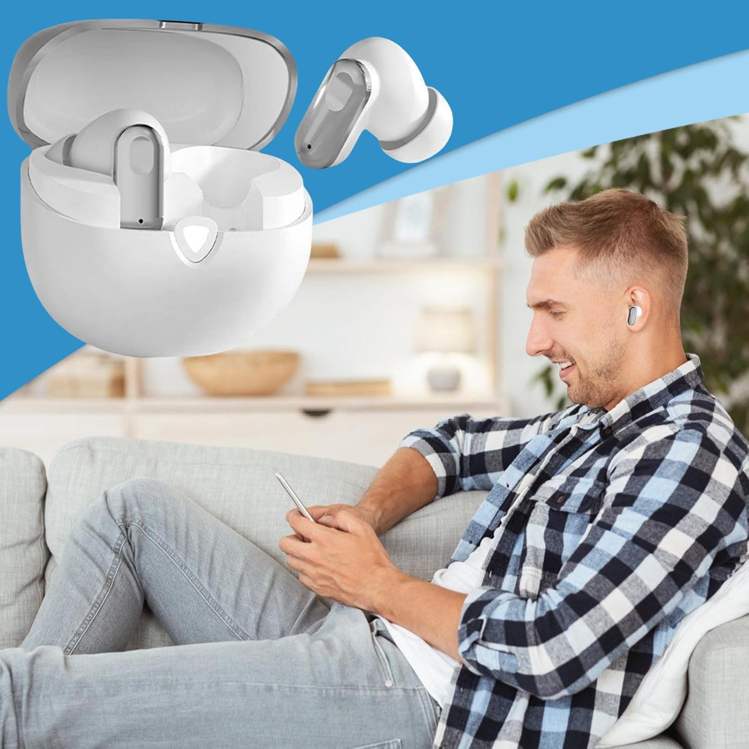 Wireless Headphones - Noise Cancelling Wireless Headphones | Clear Calls Stereo Deep Bass Sound, Long Playtime Headset Electronic Gadgets for Outdoor Travel Sports image number 2