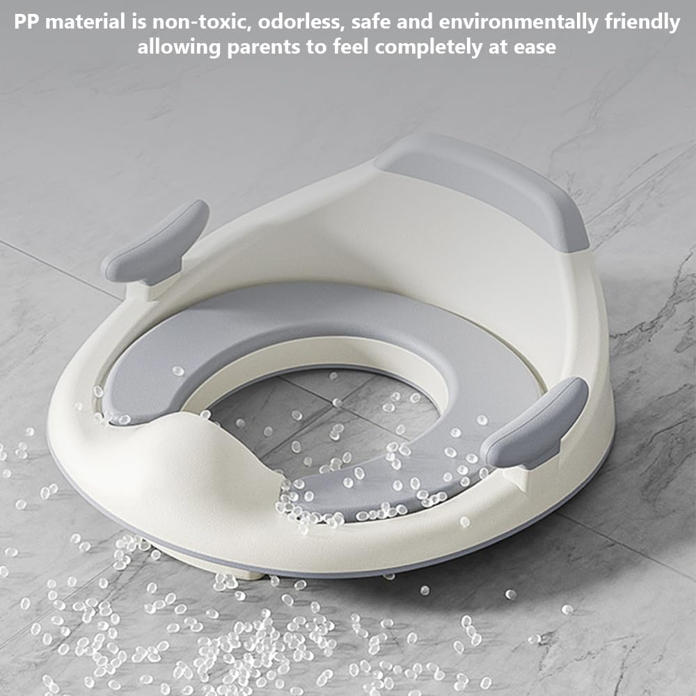 Potty Training Seat,Toilet Trainer,Stability Toilet Seat,Foldable Seat,Travel Potty, with Safe Handles and Detachable Cushion for Boys and Girls, Need to Go to the Toilet, Grey image number 6