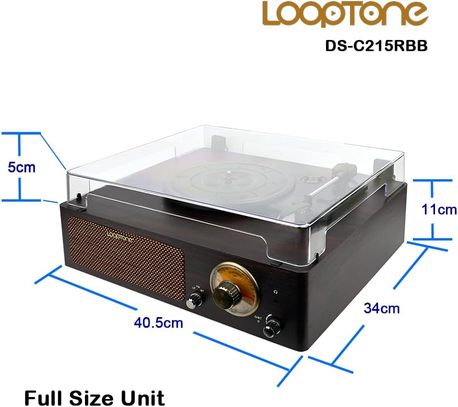 Looptone DS-215RBB Bluetooth in & Out Turntable with FM Radio Functions image number 1