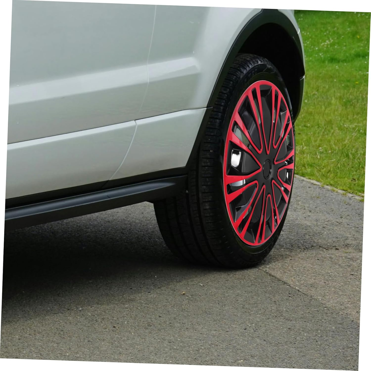 Mikinona 14 Inch Automotive Wheel Hub Caps 2-Tone Red Black Decorative Hub Covers Universal Fit for Car SUV Truck Rim Accessories image number 3