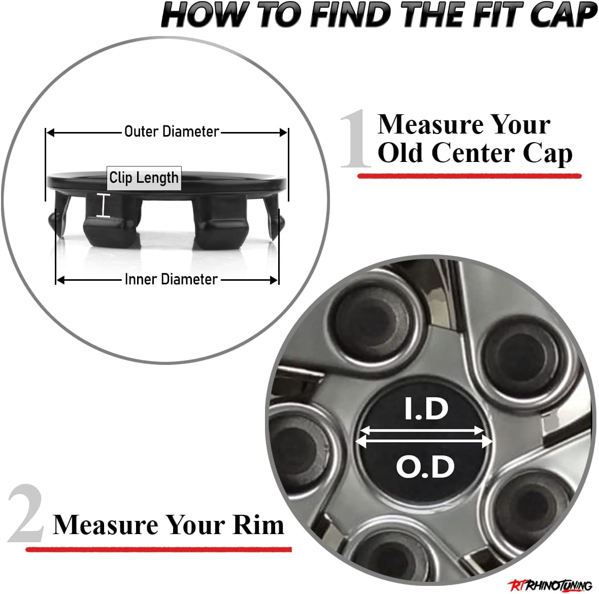 Rhinotuning Set of 4 Wheel Caps Outer Diameter 57Mm Hub Centre Caps, Clip Diameter 50Mm for Mazda 3 Series Black Wheel Center Cap image number 5