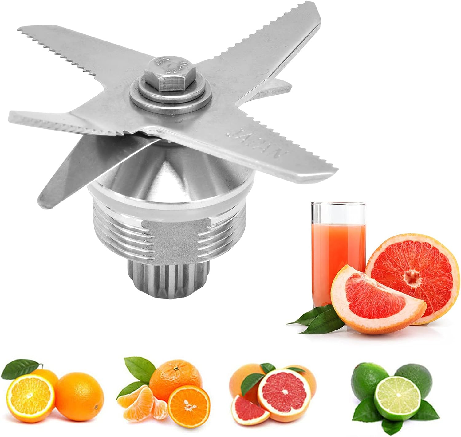 Blender Blade Assembly, Premium Stainless Steel Blender Replacement Parts, 6 Fins Juicer Extractor Blade Compatible with Vitamix & Biolomix Blender Standard Containers image number 1