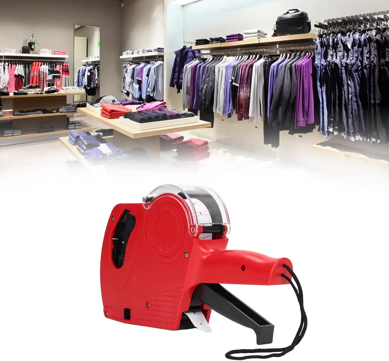 MX5500 8 Digits Price Tag Gun, Compact 1 Line Pricing Gun Numerical Tag Gun, Label Maker Pricing Label Gun Kit for Grocery Store, Store Marking, Warehouse, Retail & Office (Red) image number 1