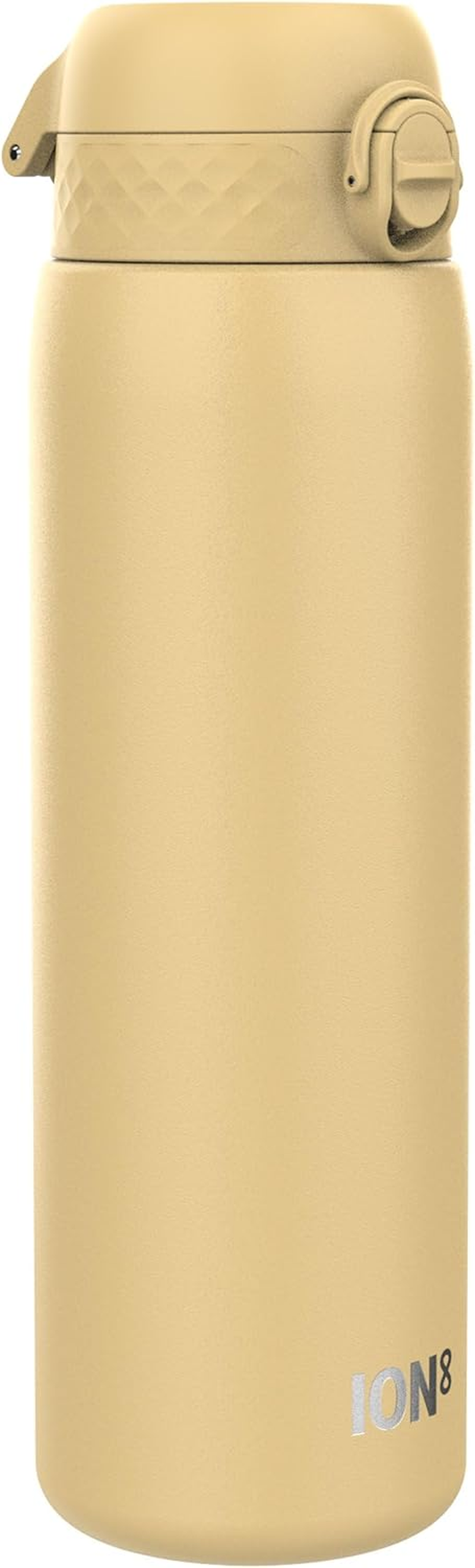 ION8 1 Litre Lightweight Stainless Steel Drinking Bottle, Non-Insulated, Leak-Proof, One-Hand Opening, Secure Locking, Dishwasher Safe, Flip Lid, Carry Handle, Easy to Clean, Desert
