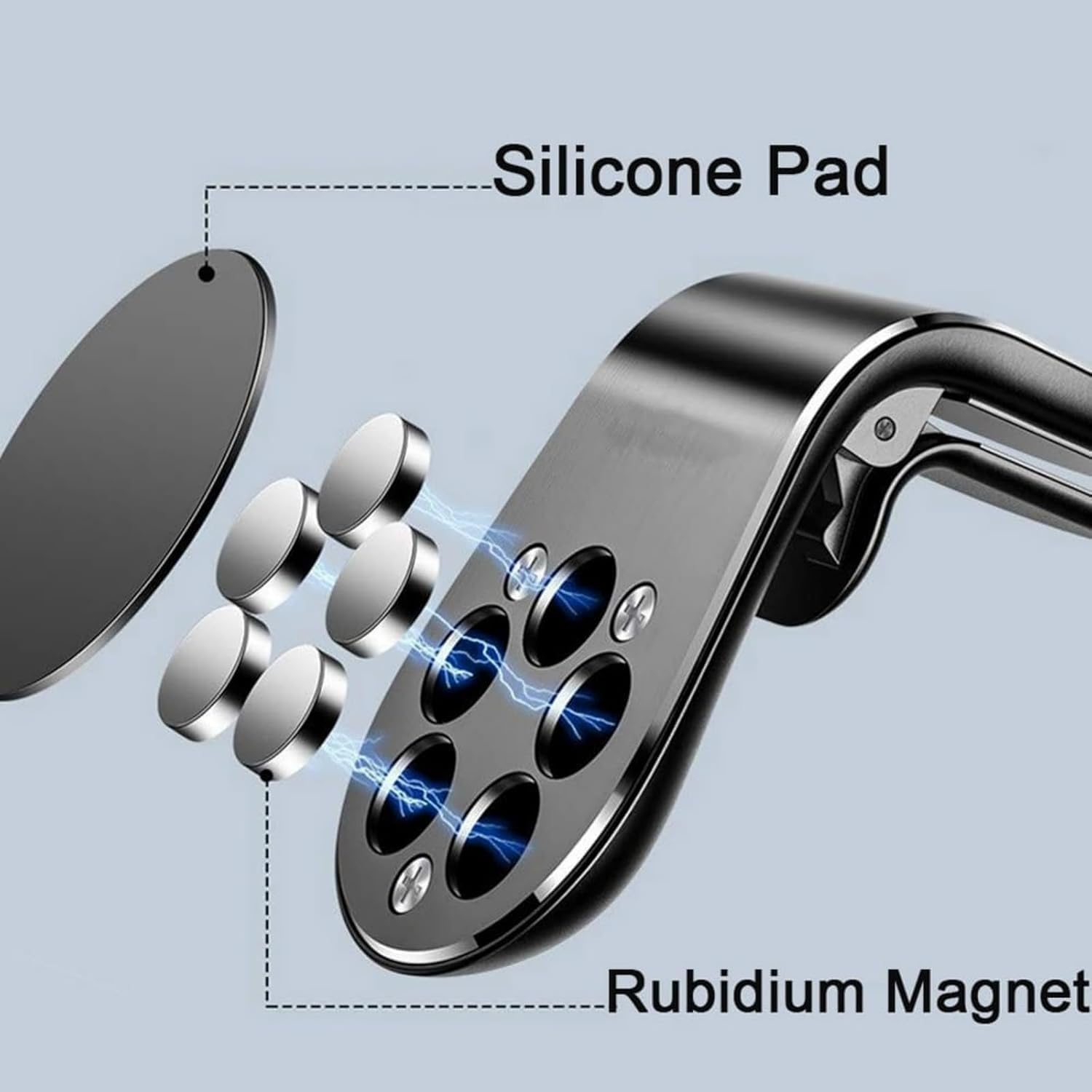 Magnetic Phone Holder, Mobile Phone Navigation Magnetic Bracket, Magnetic Car Mount, Non Slip Vent Clip L-Shaped 360&deg; Rotating Car Universal Phone Holder (Black)