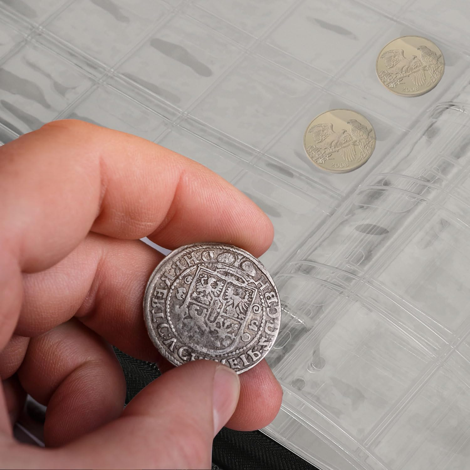 30-Pocket Coin Collection Pages, Coin Collection Supplies Standard 9-Hole Binder Compatible Coin Binder 3.5X3.5Cm Pocket Size Coin and Stamp Collecting Supplies (30Pocket,3.5X3.5Cm,15 Sheet) image number 6