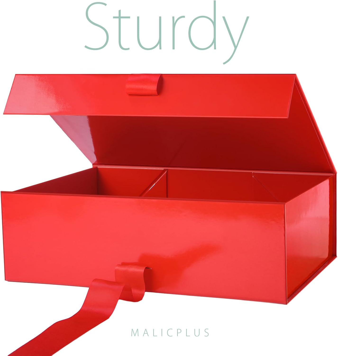 MALICPLUS 6 Large Red Glossy Gift Boxes with Lids, 34X22.5X10 CM, Magnetic, Luxury, Bridesmaid Proposal, Occasion: Gift-Giving, Size: 13.5 X 9 X 4.1 Inches image number 5