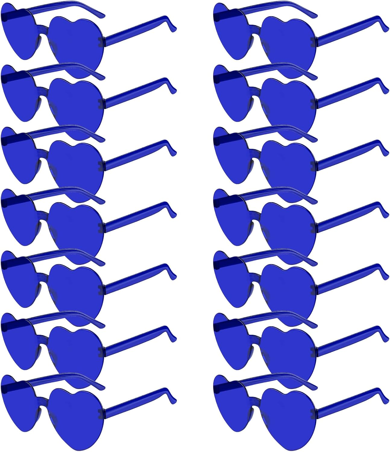 BOUBONI 14 Pack Heart Shaped Sunglasses for Women Rimless Heart Glasses Bulk Mardi Gras Candy Color Sunglasses for Party