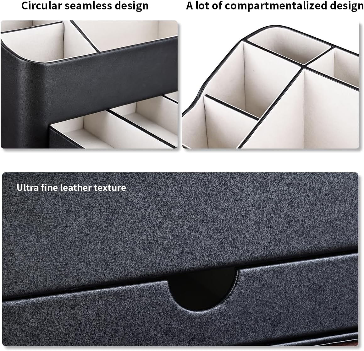 KINGFOM Desk Organizer with Drawer, Multifunction Pencil Holder for Desk, Desk Organizer and Accessories 5 Comparetments for Home Office Supplies (Black) image number 5