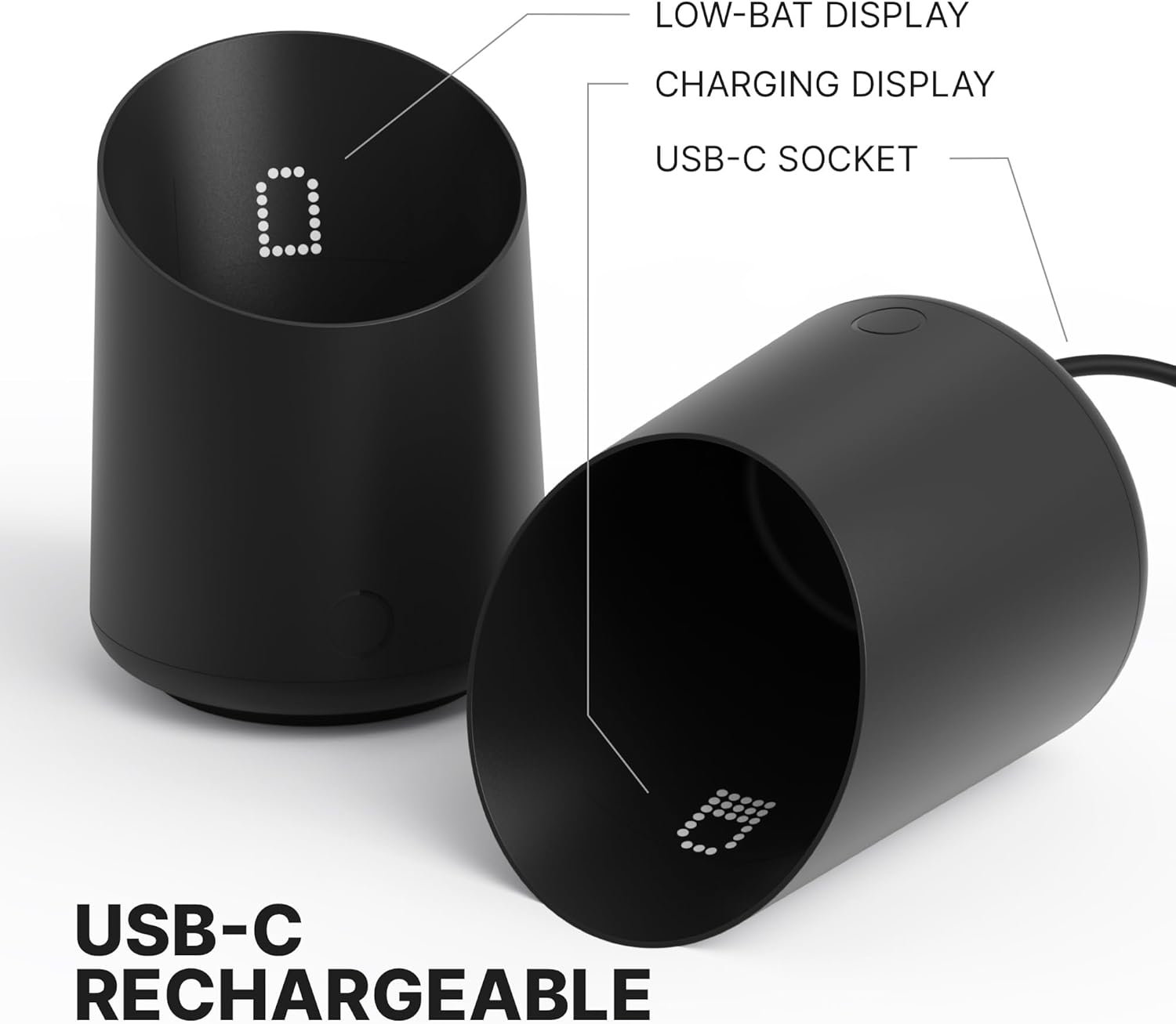 Subminimal Subscale| Digital Coffee Dosing Cup, Invisible LED Display, Touch Activated, Accurate Coffee Beans Weighing Scale in Grams or Oz, USB-C Rechargeable, IPX4 Splash Resistant - Black