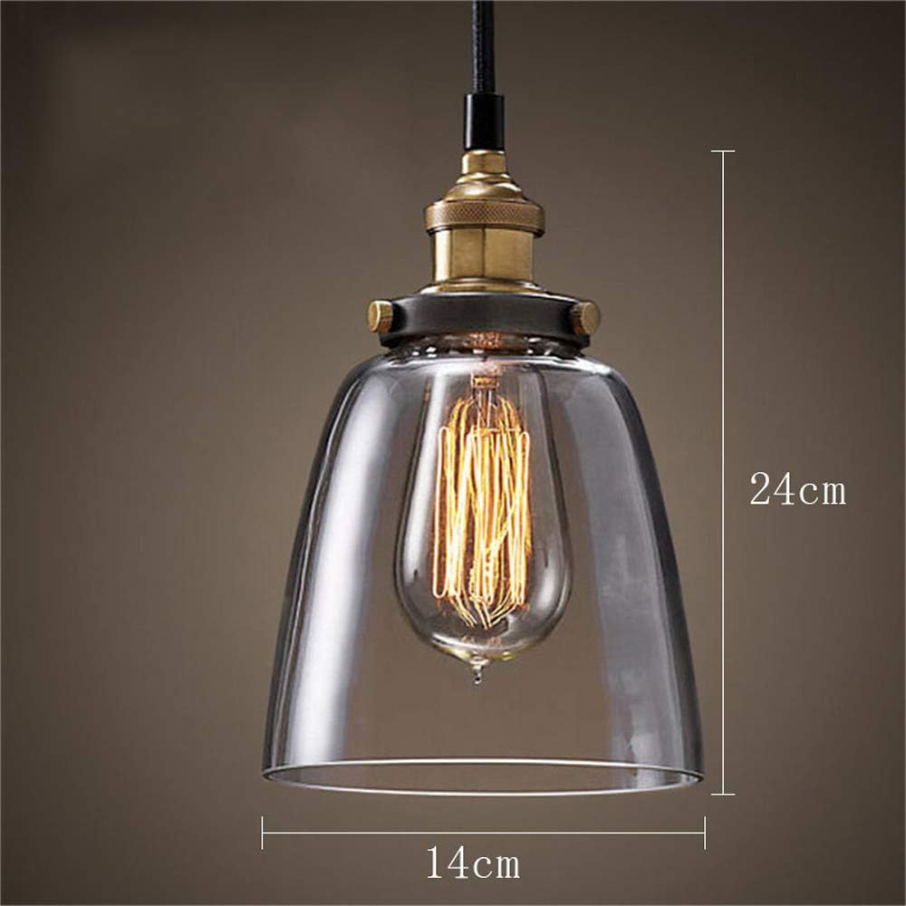 Mengjay Glass Pendant Light,Vintage Industrial Ceiling Light with Clear Glass Lampshade, Adjustable Hanging Lamp Pendant Lighting Fitting for Kitchen Dining Room Bedroom Loft image number 2