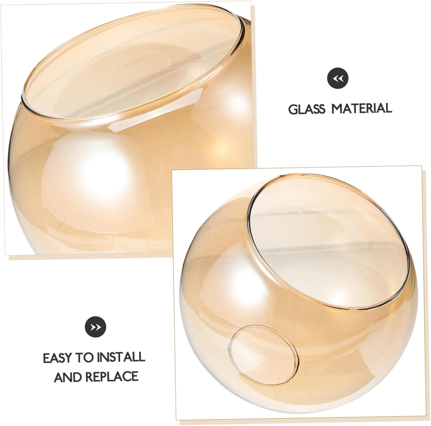 DOITOOL Amber Glass Pendant Lamp Shade Double Opening Globe Cover 150Mm Diameter 42-45Mm Fitting for Modern Hanging and Fixtures image number 2