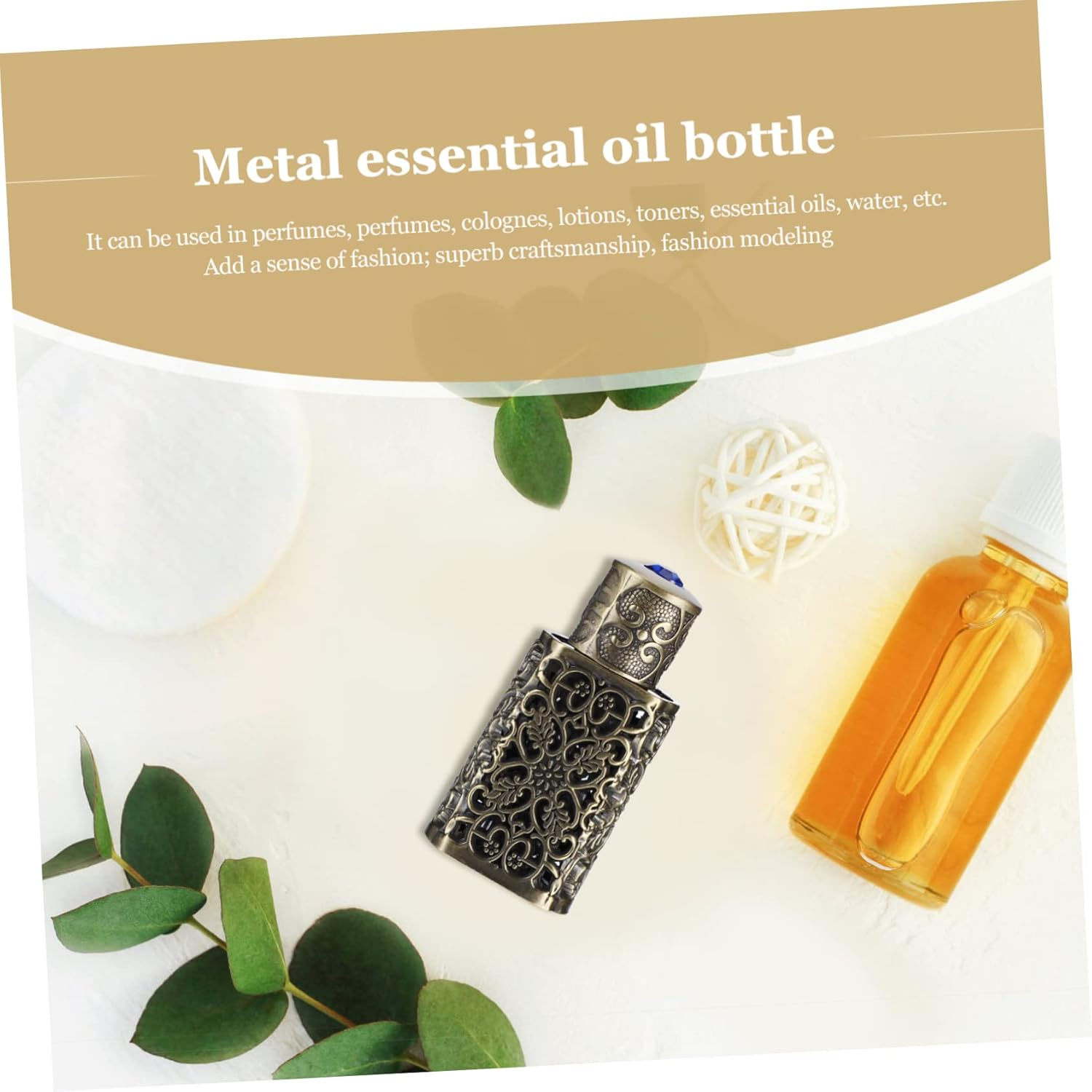 2Pcs Metal Essential Oil Bottle Spray Bottle for Perfume Leakproof Travel Toiletries image number 4