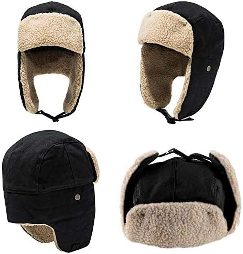 Peicees Vintage Aviator Hat and Goggles Costume Accessories Winter Snowboard Fur Ear Flaps Trooper Trapper Pilot Cap Motorcycle Goggles for Men Women Kids Youth