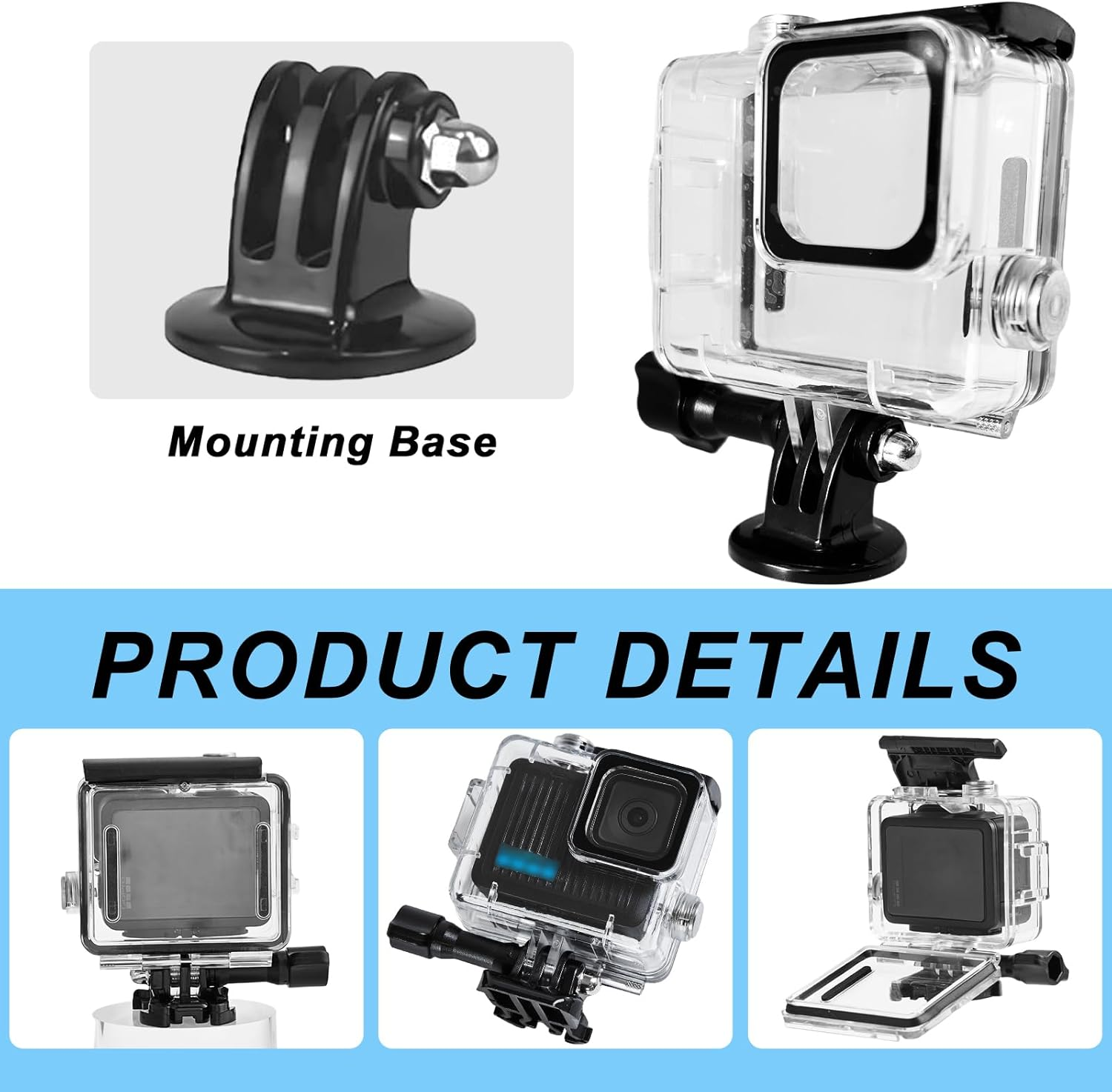 Waterproof Case for Gopro Hero Compact Waterproof Action Camera, Underwater Diving 50M/164FT Protective Housing Shell for Go Pro Hero Compact Action Camera with Bracket Accessories image number 2