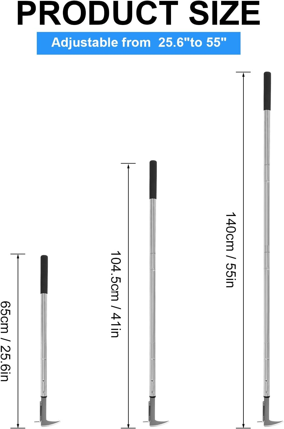 BARAYSTUS Crack Weeder, Stainless Steel Manual Crevice Weeding Tool, Long Handle Weed Grabber Remover, L-Shaped Manual Weeder Puller, Durable Crevice Weeding Tool for Sidewalk Garden Patio Lawn image number 3