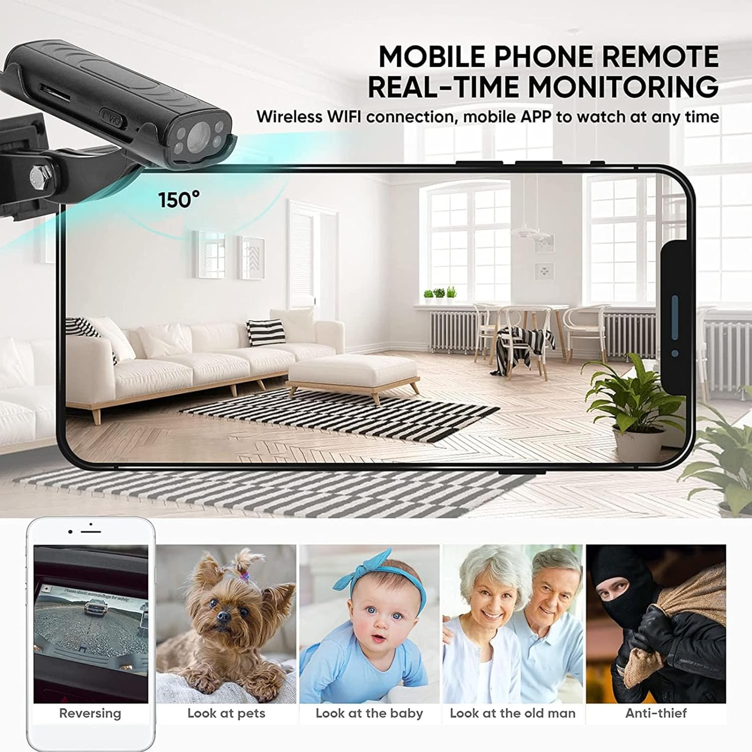 Backup Camera, 1080P HD Waterproof Rear View Camera with Night Vision, Motion Detection, Wireless Reversing Camera for Rv, Trucks, Reverse Hitch Guide Camera, 150&deg; Wide Angle image number 2