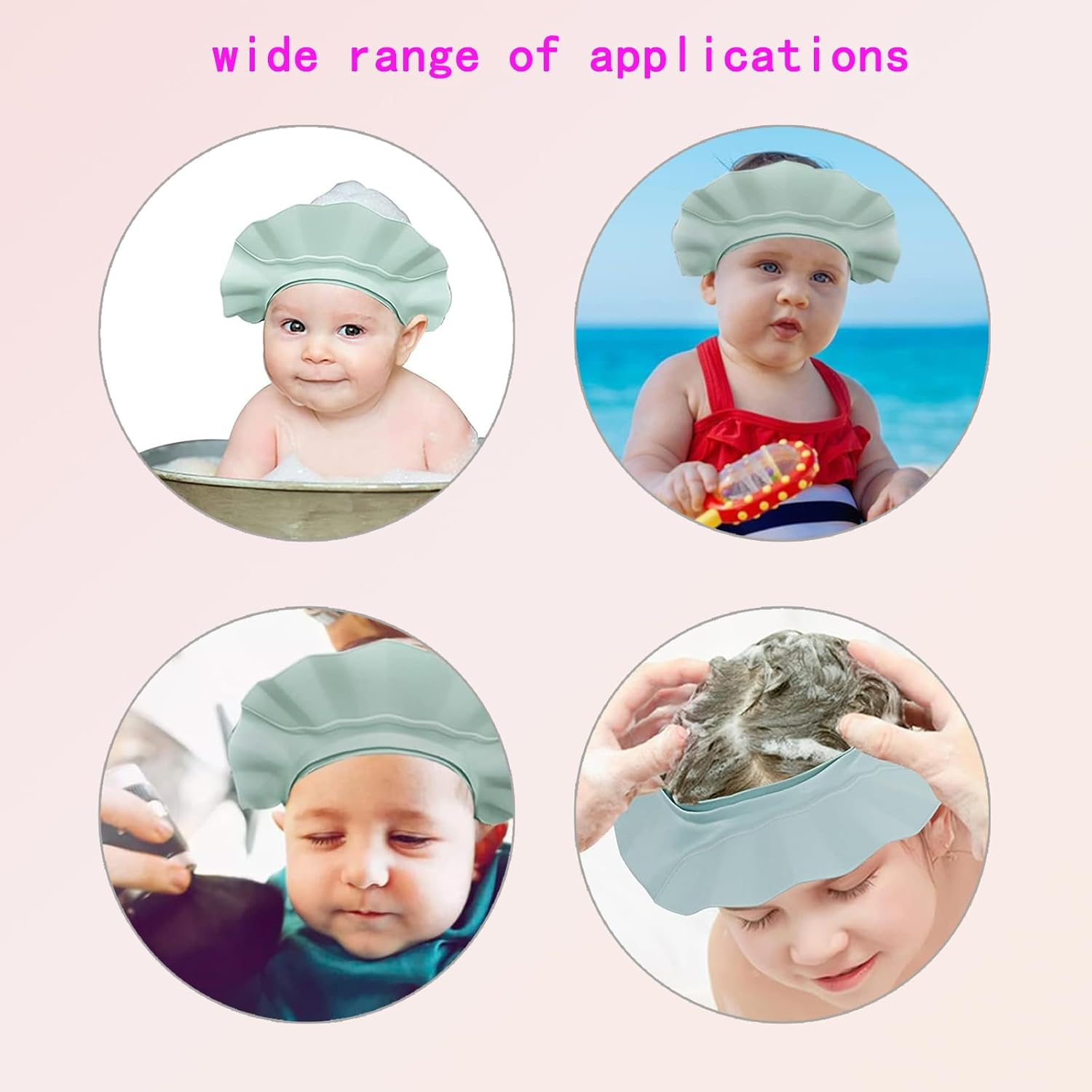 Adjustable Baby Shower Cap for Hair Washing | Bath Shield Visor Hat for Kids, Toddlers | Waterproof, Blue image number 3