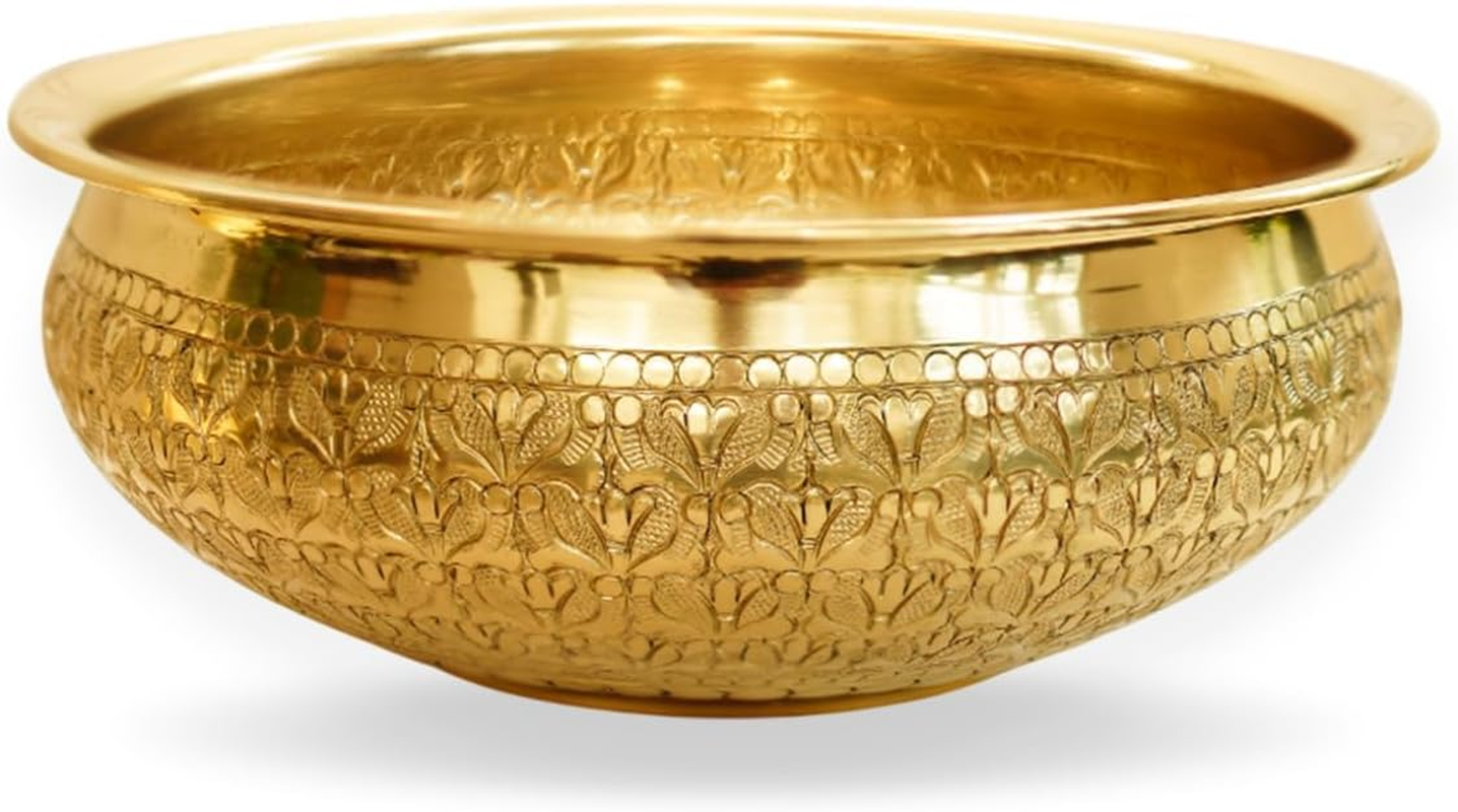 Indian Impressions | Modini Embossed Urli Gold | Handcrafted Aluminium Decorative Aluminiumtray | Home D&eacute;cor, Festive Decoration, and Gifting | Ideal for Home and Office