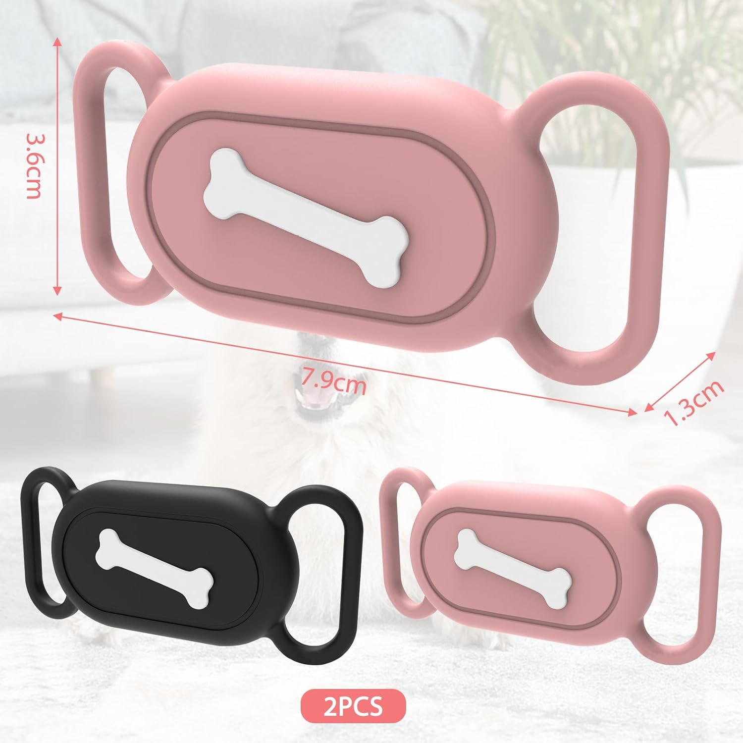 2 X Cat GPS Tracker Collar Compatible with Samsung Galaxy Smarttag 2, GPS Cat Collar Smart Tag 2 Case, Dog Tag Silicone Smart Tag 2 Case, Waterproof, for Children, Dogs, Cats (Bone Style) image number 2