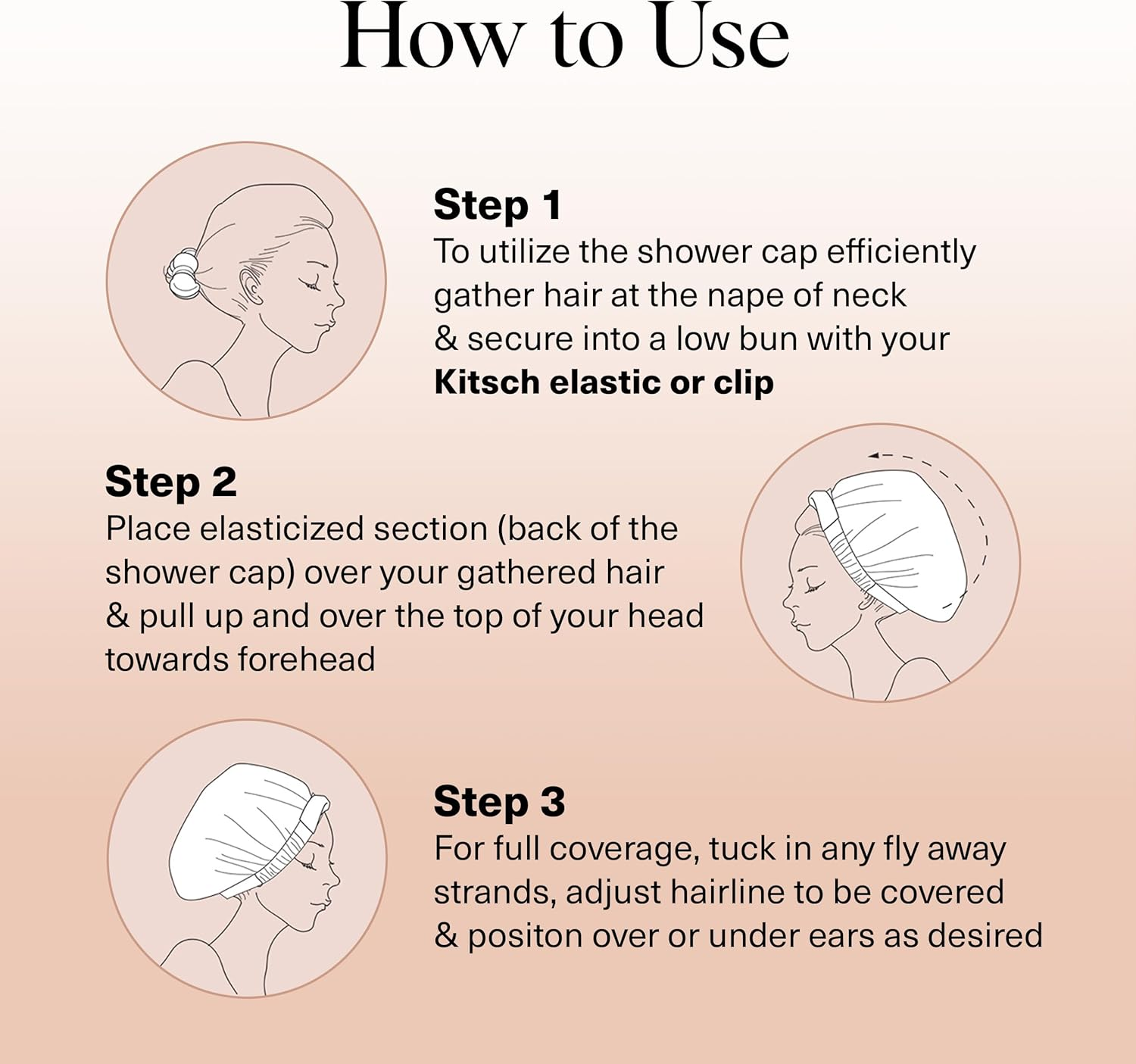 Kitsch Luxury Shower Cap for Women Waterproof - Satin Lined Shower Cap | Reusable Shower Cap | Adjustable Hair Cap for Shower | Shower Bonnet | Waterproof Hair Shower Caps for Long Hair - Terracotta image number 1