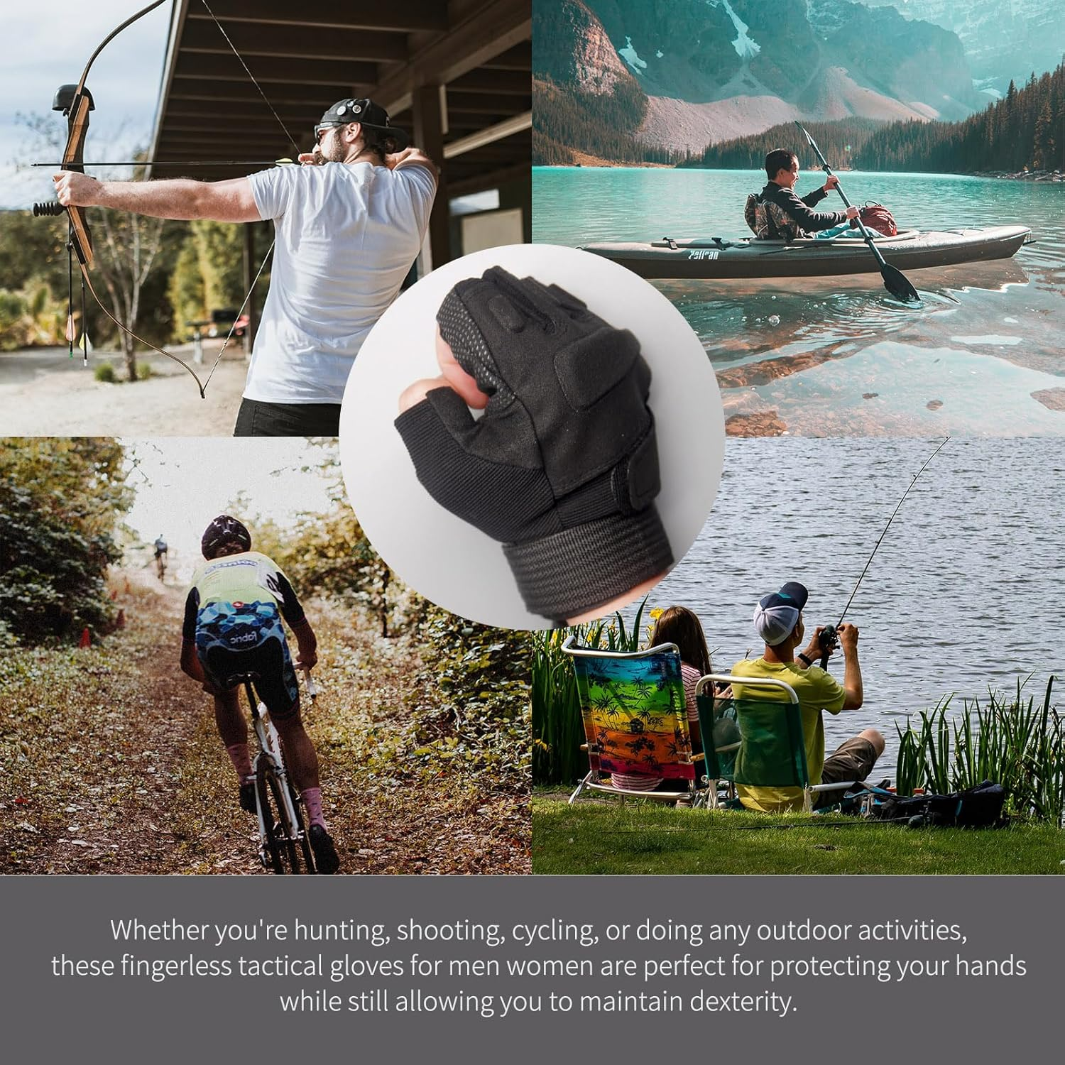 Fingerless Tactical Gloves Half Finger Men'S Airsoft Gloves for Men and Women, Tactical Gloves Fingerless for Motorcycle, Bike, Hunting, Hiking, Outdoor Sports image number 3