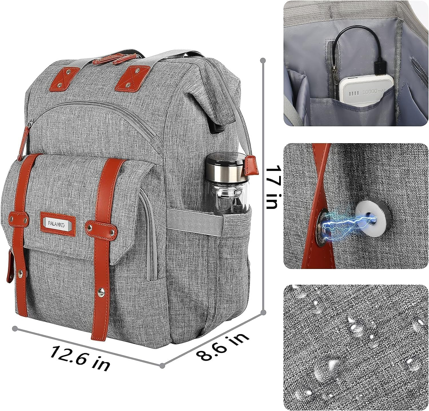 Laptop Backpack for Women, RFID anti Theft Backpacks with USB Charging Port, Water Resistant Wide Top Open Work Teacher College Travel Computer Bag for Woman Fits 15.6,17.3 Inch Laptop - 15.6In-Pink image number 5