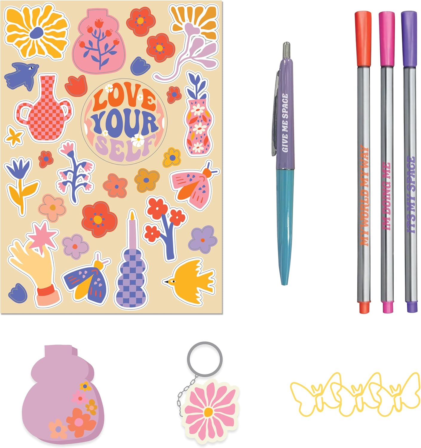 It'S My World Journal Kit - Creative Journaling Set with Sticky Notes, Keychain, and Colourful Pens image number 4