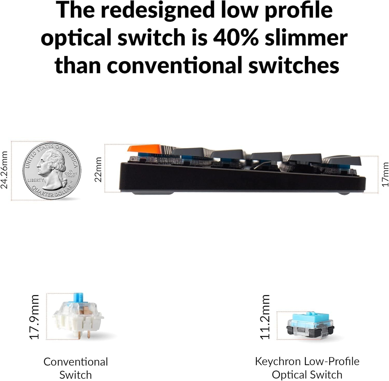Keychron K5 SE Ultra-Slim Full Size 104 Keys Wireless Bluetooth/Wired USB Mechanical Keyboard with Hot-Swappable Low-Profile Optical Brown Switch, RGB Backlight Computer Keyboard for Mac and Windows - Low-Profile Optical Mint Switch image number 3