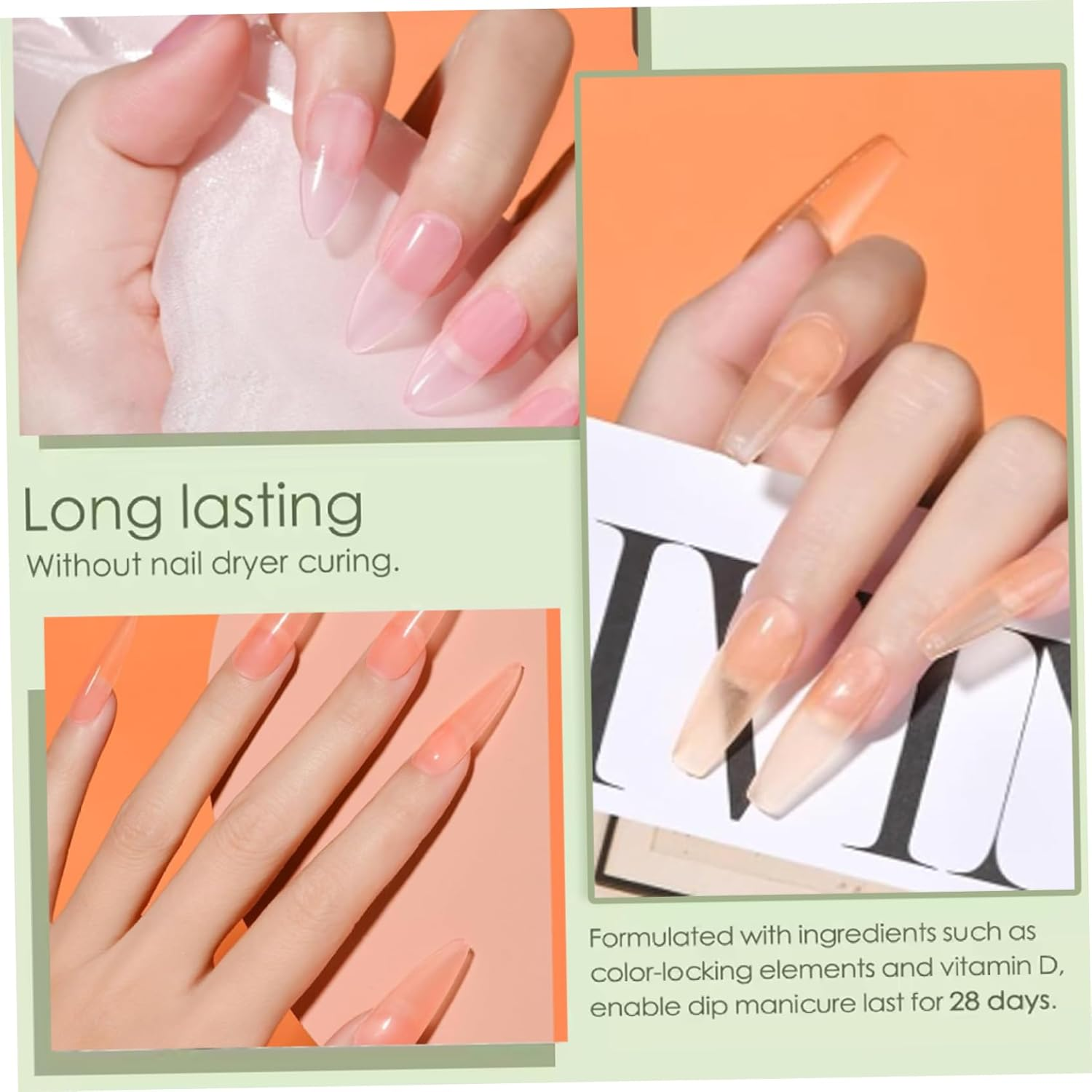 Nail Dip Powder Kit 6 Colors Jelly Translucent Dip Powder Nail Kit Long-Lasting DIY French Manicure Set for Beginner Home Salon image number 5