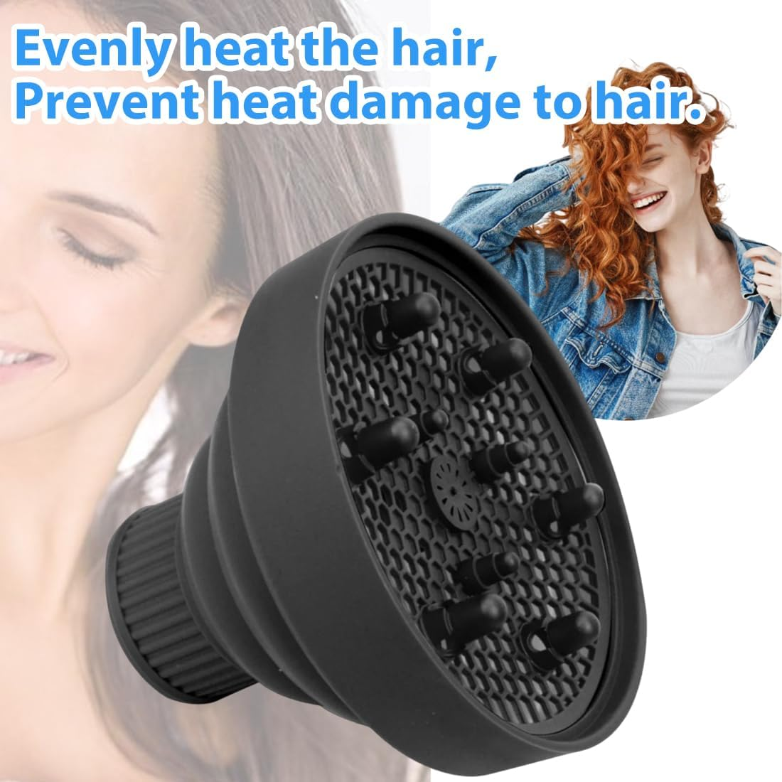 NHQZ Diffuser Attachment for Universal Hair Diffuser, Diffuser Attachment Curls Hair, Foldable Portable Hair Diffuser, Suitable for Silicone Hair Dryer Attachment image number 4