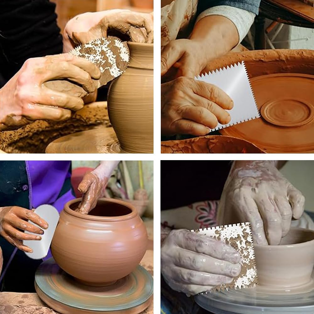 Ceramic Clay Sculpting Tools, 2 Piece Serrated Scraper Set, Pottery Ribs for Modelling and Texturing image number 1