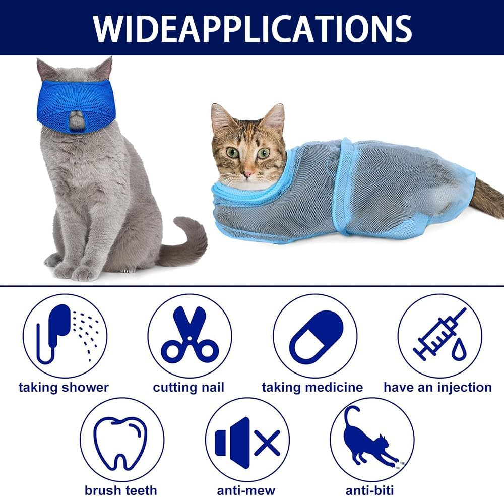 5PCS Cat Bathing & Grooming Set &ndash; Adjustable Anti-Scratch Cat Bathing Bag with Muzzle, Nail Clipper, Tick Remover, Grooming Brush, Pet Shower Mesh Kit for Cats, Dogs & Small Animals image number 3