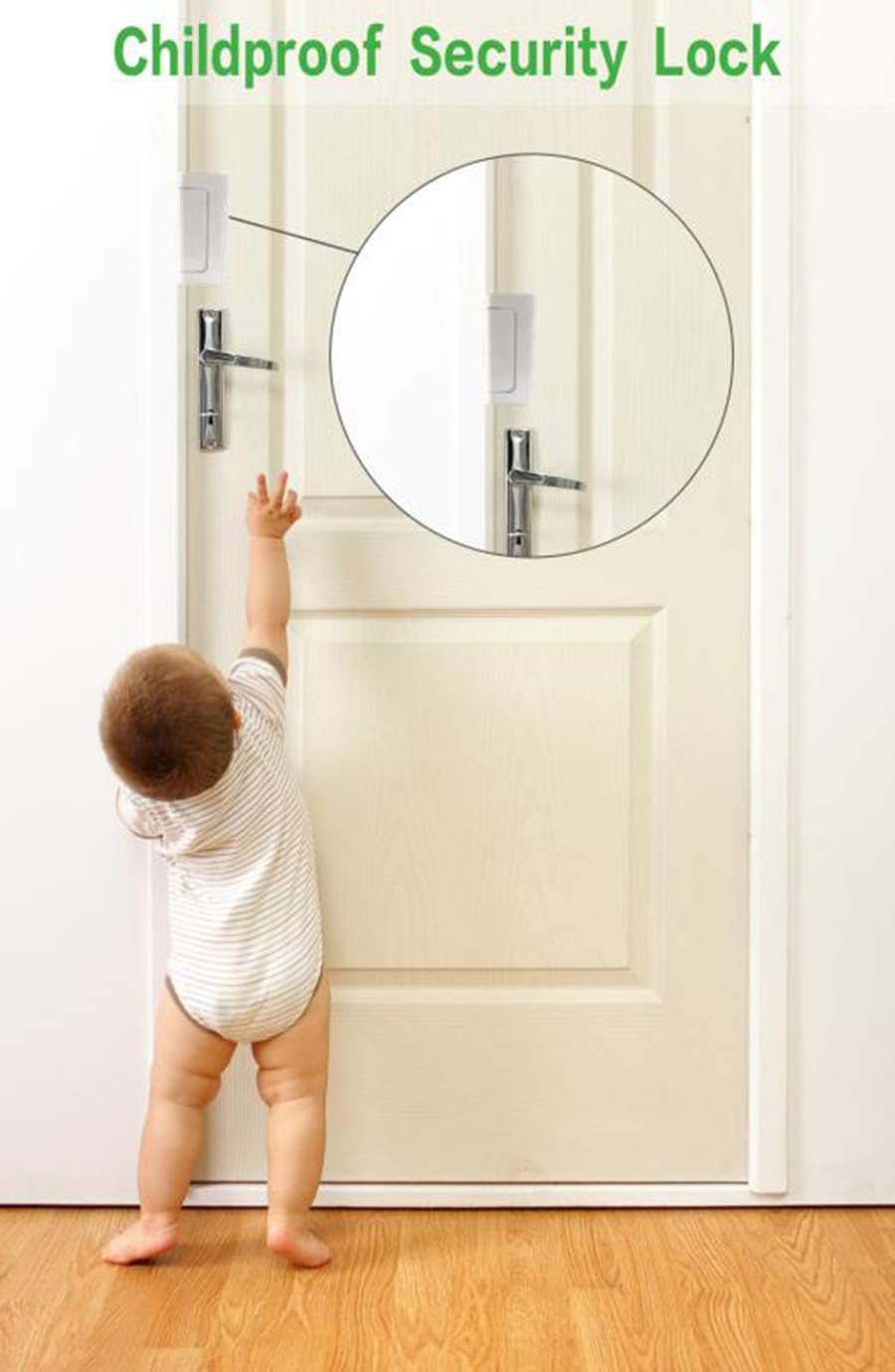 2 Pack Door Reinforcement Locks with 8 Screws, Defender Security Door Lock for Toddler, Childproof Door Lock Night Lock Withstand 800 Lbs, White