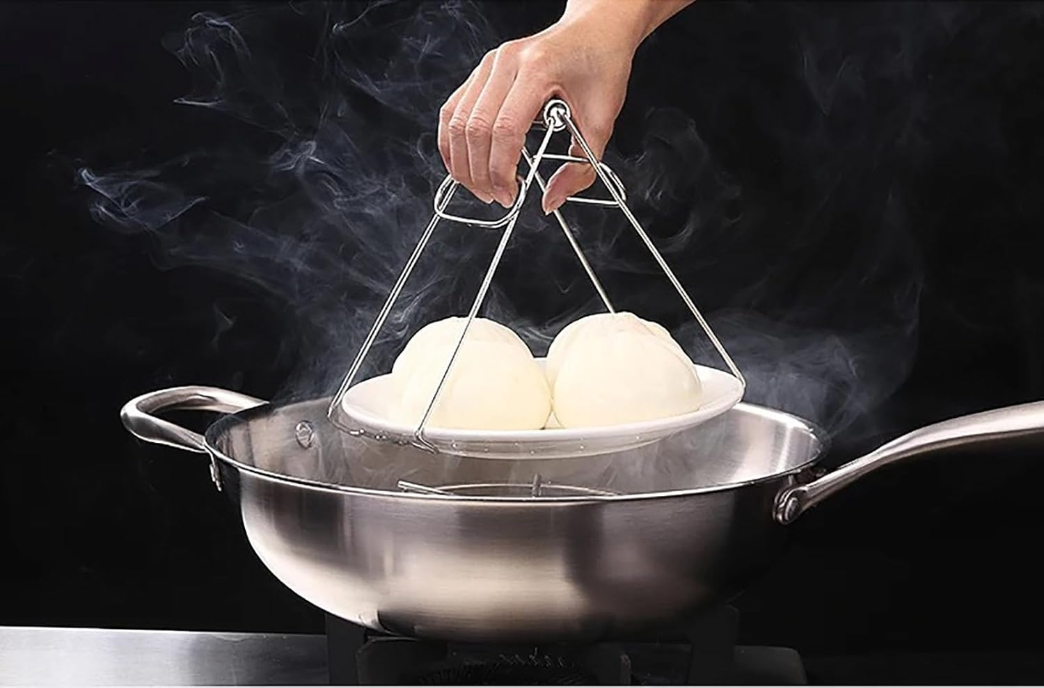 Stainless Steel Hot Plate Bowl Gripper Hot Dish Gripper Clip Foldable Cooking Clip Tool for Kitchen image number 4